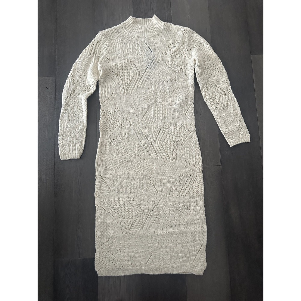 Vero Moda Sweater Dress Womens‎ Large Cream Vinella LS Highneck Knit Pullover